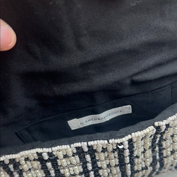 Anthropologie Black and White Beaded Shoulder Bag - Picture 8 of 10